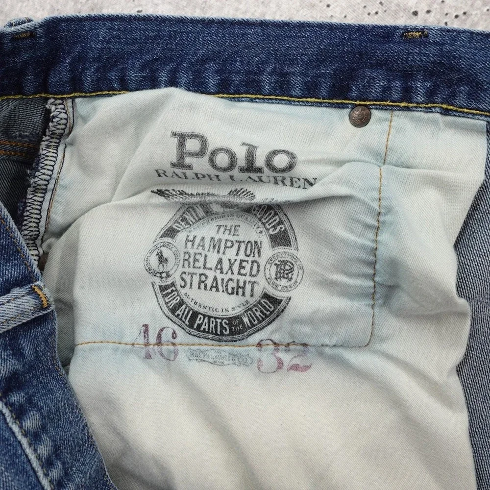 Polo Ralph Lauren Hampton Relaxed Straight Jeans Mens 46Bx32 Blue Medium Wash